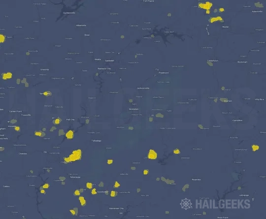 Hail map for Anniston, AL