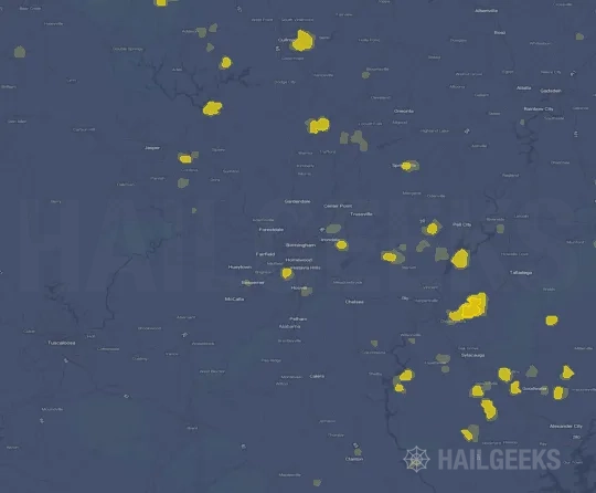 Hail map for Birmingham, AL