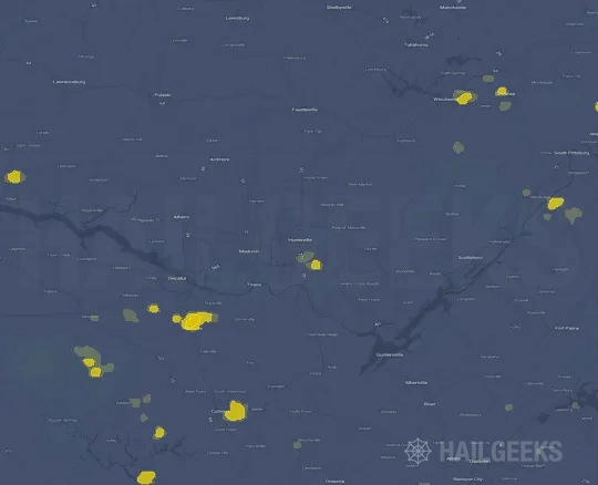 Hail map for Huntsville, AL