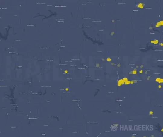 Hail map for Longview, TX
