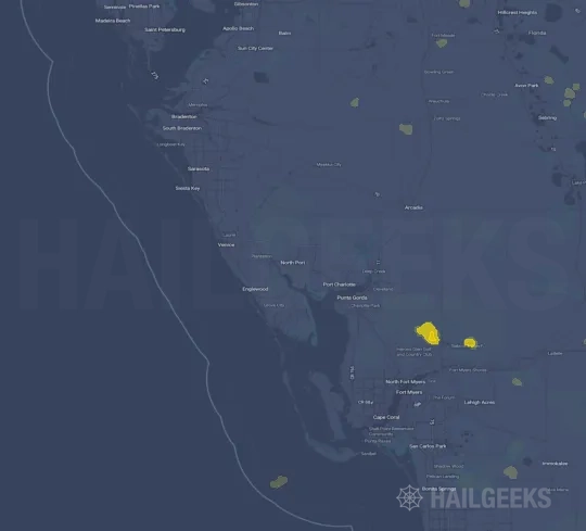 Hail map for North Port, FL on Jul 6, 2023
