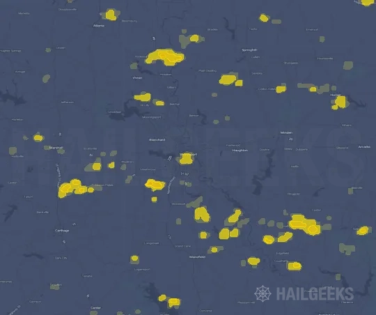 Hail map for Shreveport, LA
