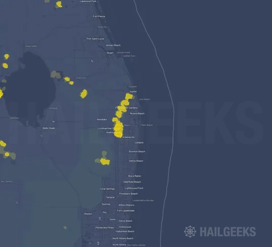 Hail map for West Palm Beach, FL