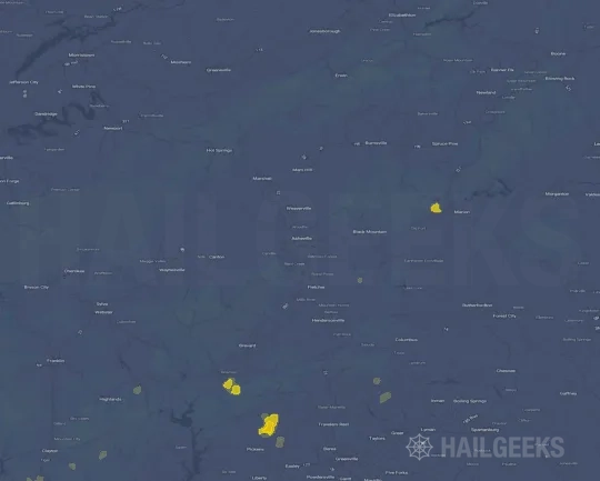Hail map for Asheville, NC