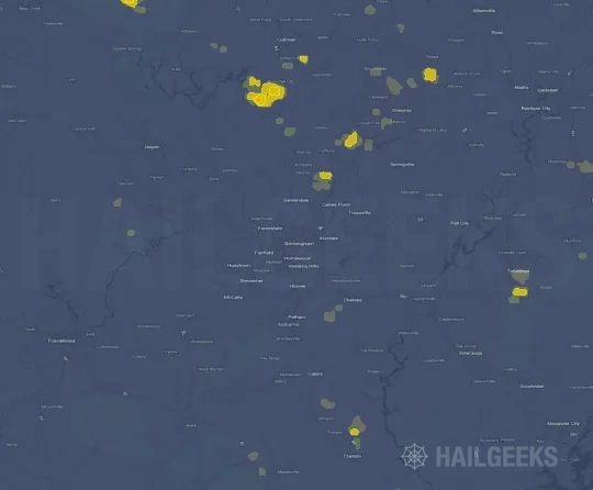 Hail map for Birmingham, AL