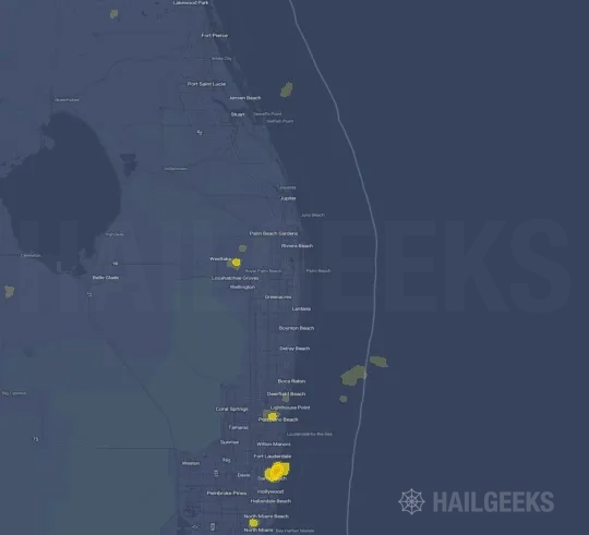 Hail map for West Palm Beach, FL