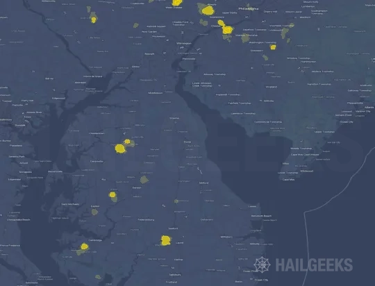Hail map for Dover, DE