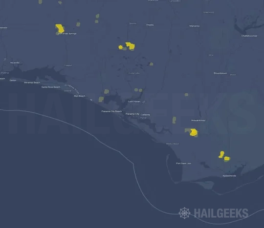 Hail map for Panama City, FL