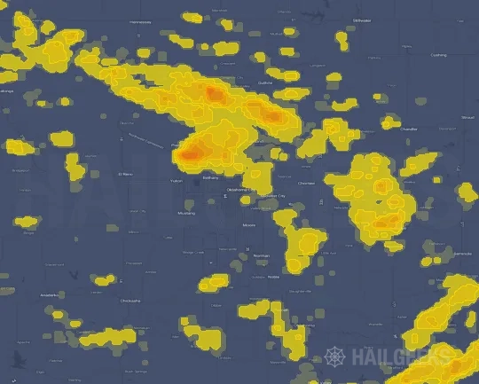 Hail map for Oklahoma City, OK