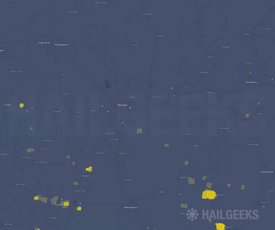 Hail map for Meridian, MS