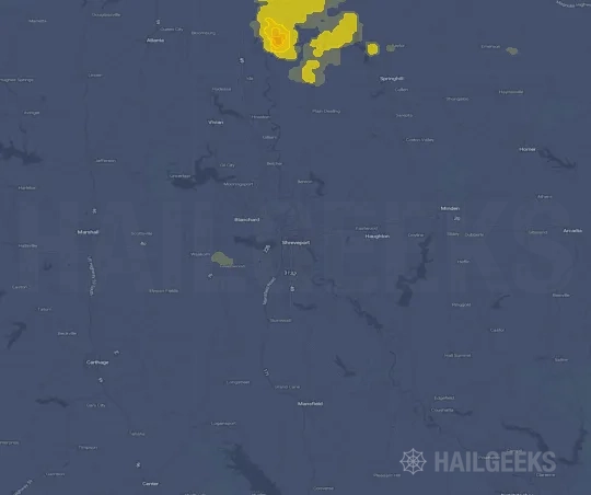 Hail map for Shreveport, LA