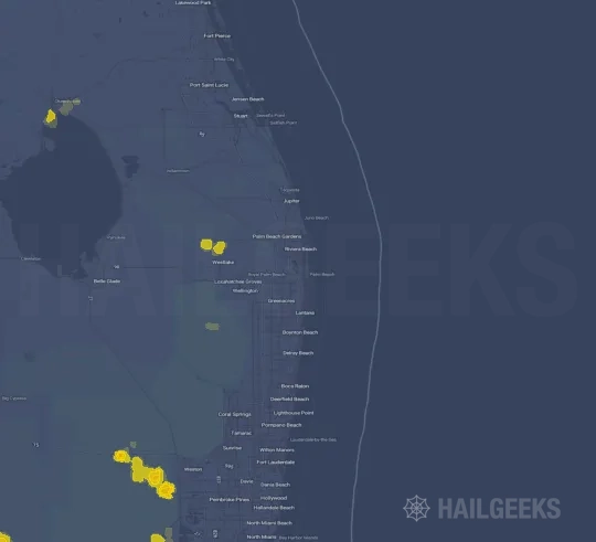 Hail map for West Palm Beach, FL