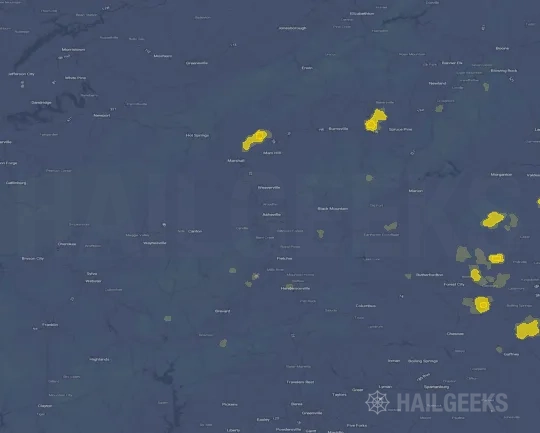 Hail map for Asheville, NC