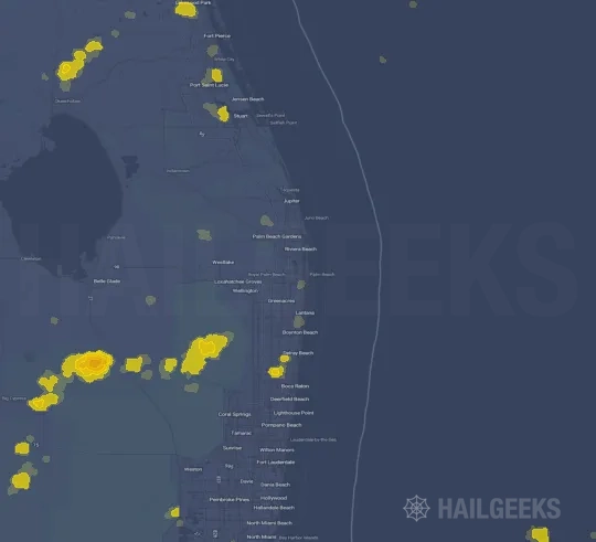 Hail map for West Palm Beach, FL