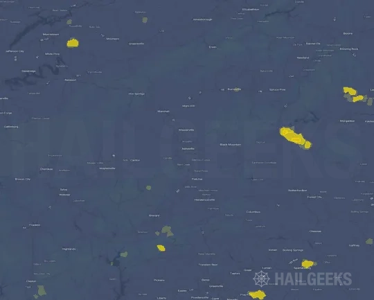 Hail map for Asheville, NC