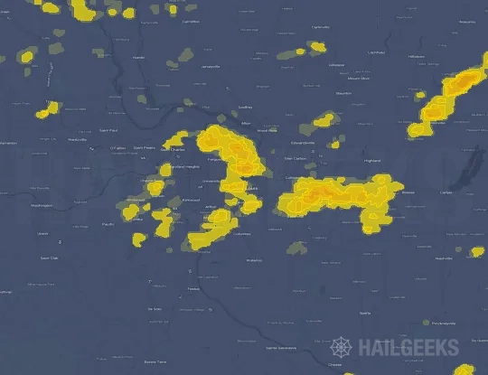 Hail map for Saint Louis, MO