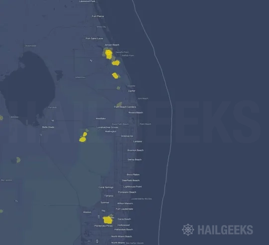 Hail map for West Palm Beach, FL