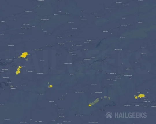 Hail map for Johnson City, TN