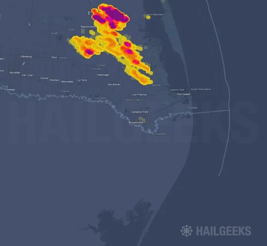 Hail map for Brownsville, TX