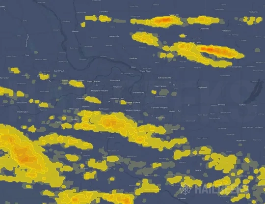 Hail map for Saint Louis, MO