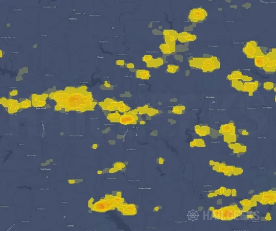 Hail map for Shreveport, LA