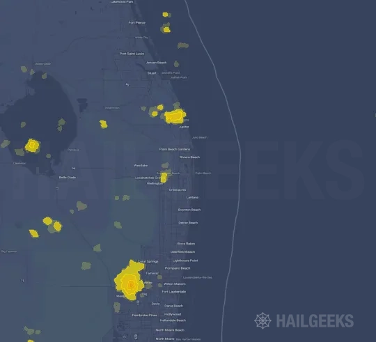 Hail map for West Palm Beach, FL