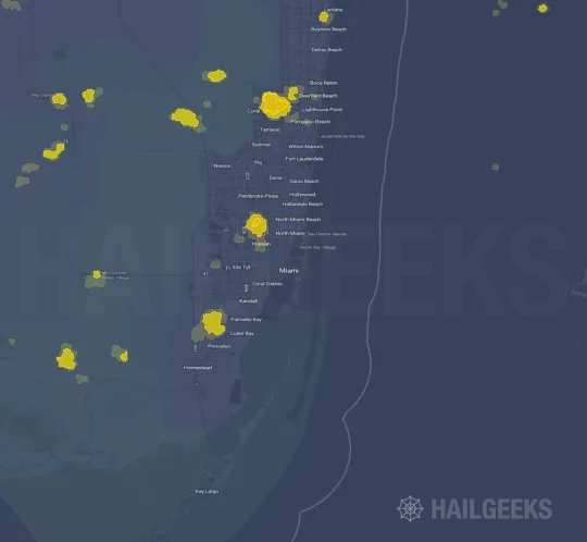 Hail map for Miami, FL