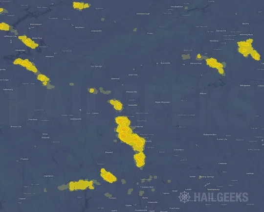 Hail map for Asheville, NC