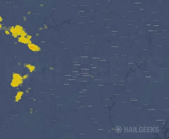 Hail map for Birmingham, AL