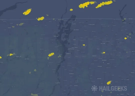 Hail map for Burlington, VT on Jul 18, 2023