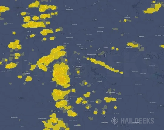 Hail map for Nashville, TN