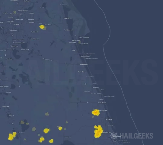Hail map for Palm Bay, FL