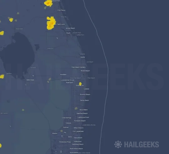 Hail map for West Palm Beach, FL