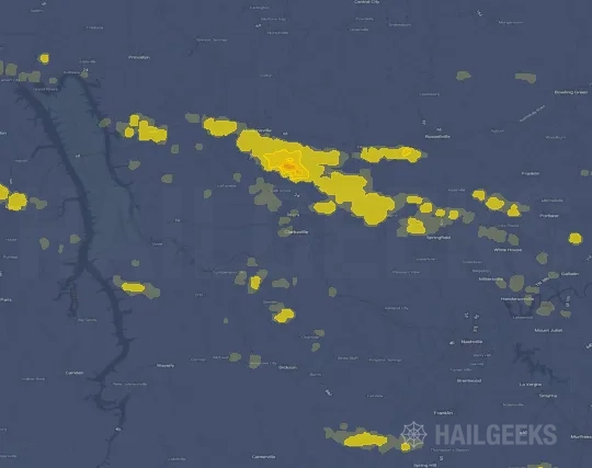 Hail map for Clarksville, TN