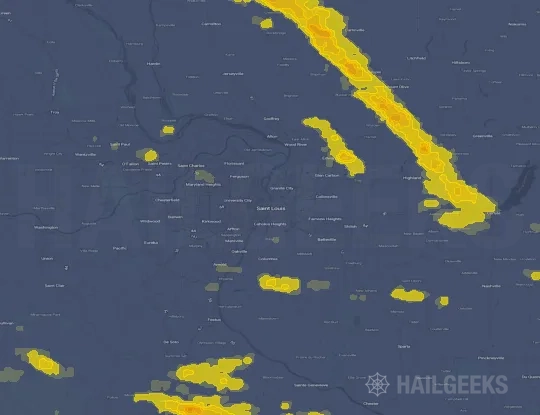 Hail map for Saint Louis, MO