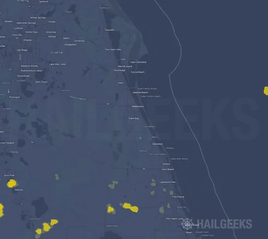 Hail map for Palm Bay, FL