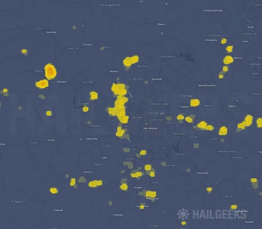 Hail map for San Antonio, TX