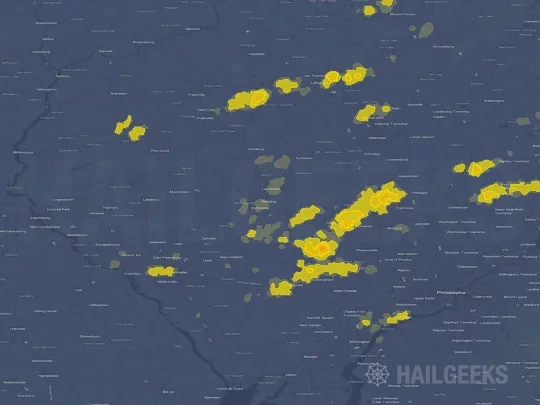 Hail map for Reading, PA