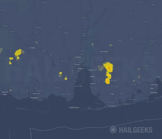 Hail map for Mobile, AL