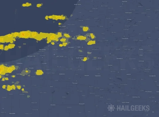 Hail map for South Bend, IN