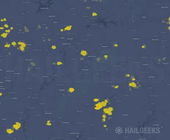 Hail map for Anniston, AL