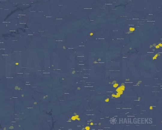 Hail map for Asheville, NC