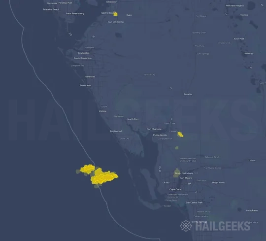 Hail map for North Port, FL on Jul 29, 2023