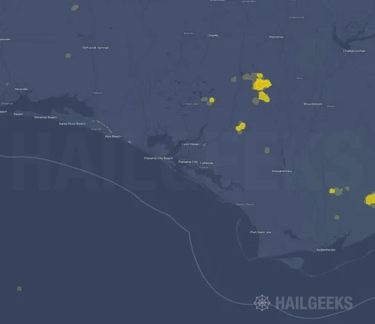 Hail map for Panama City, FL