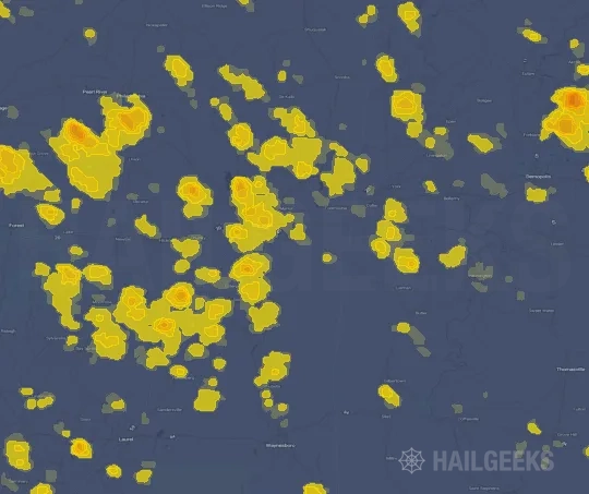 Hail map for Meridian, MS