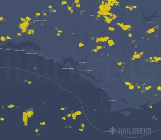 Hail map for Panama City, FL