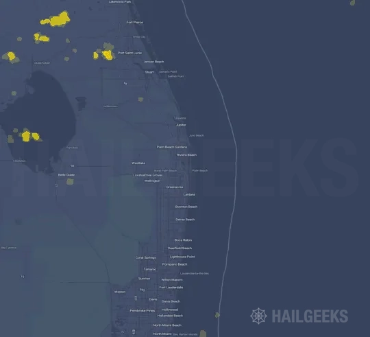 Hail map for West Palm Beach, FL