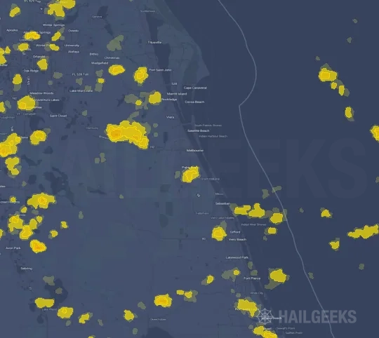 Hail map for Palm Bay, FL