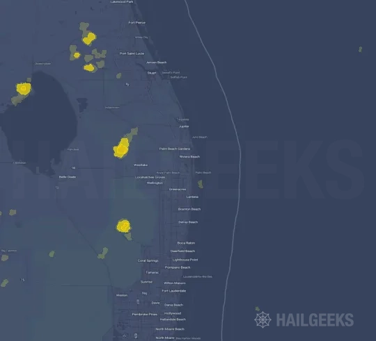 Hail map for West Palm Beach, FL