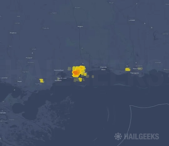 Hail map for Gulfport, MS